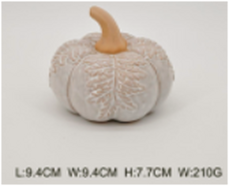 Medium Natural Glazed Pumpkin with Oversized Leaves
