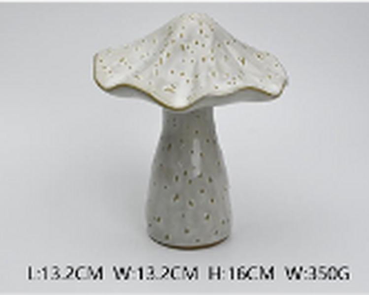 Stoneglazed Speckled Ceramic Mushroom Ornament