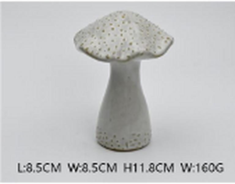 Stoneglazed Speckled Ceramic Mushroom Ornament