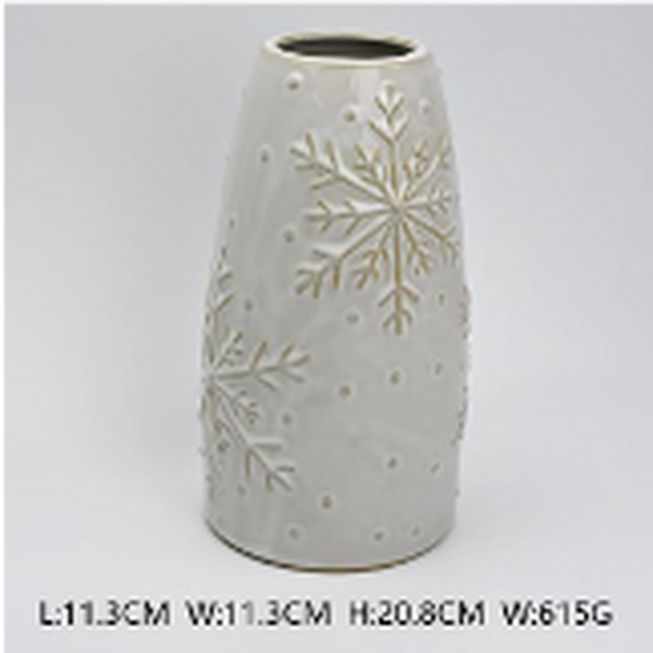 Tall Frosted Snowflake Vase