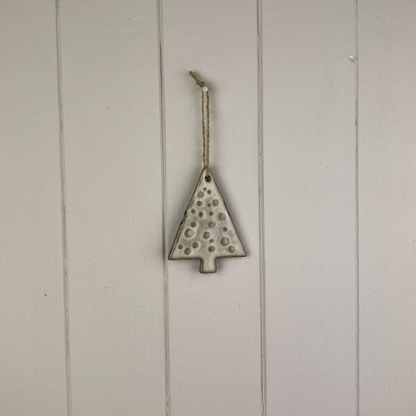 Beige Mottle Ceramic Hanging Tree Decoration L6.5xD0.5xH9cm  Weight-60g