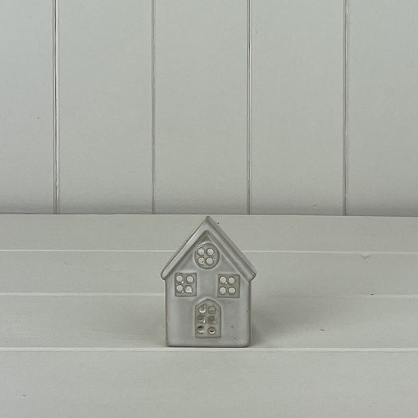 Glazed Ceramic House Tealight with Textured Detail L6xD6xH8.5cm  Weight-81g
