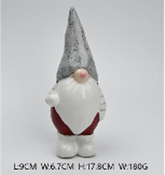 Grey Striped Jumper Ceramic Gonk