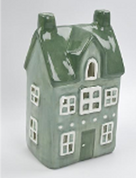 Nordic Green Ceramic Tealight Holder House