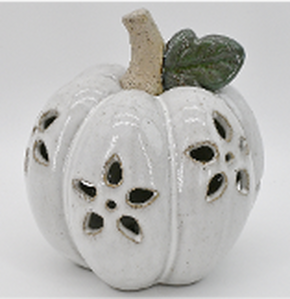 Small LED Pumpkin with Open Flower Detail
