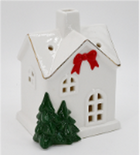 Medium Christmas Home with Red Bow