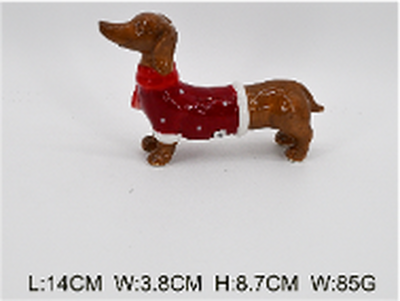 Ceramic Sausage Dog with Christmas Sweater and Scarf Small