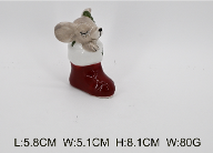 Ceramic Mouse in Red Stocking