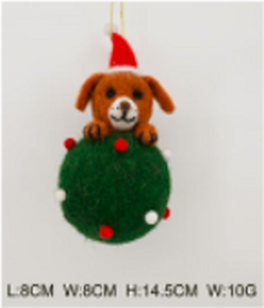 Felt Hanging Dog on a bauble