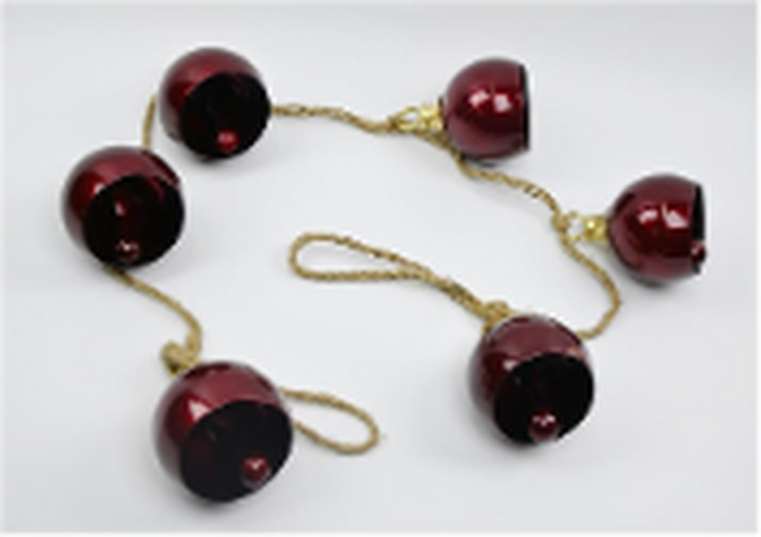 Glossy Deep Red Metal 6 Bell Garland