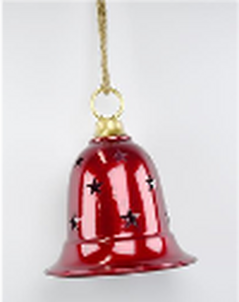 Glossy Red Metal Bell with Cutout Detail Small