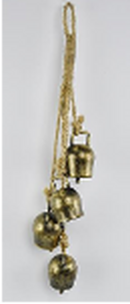 Metal Gold 4 Small Cowbell Hanging Garland