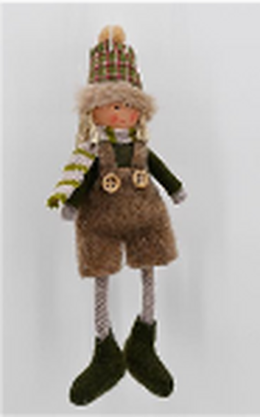 Fabric Hanging Boy in Winter Outfit Green and Brown