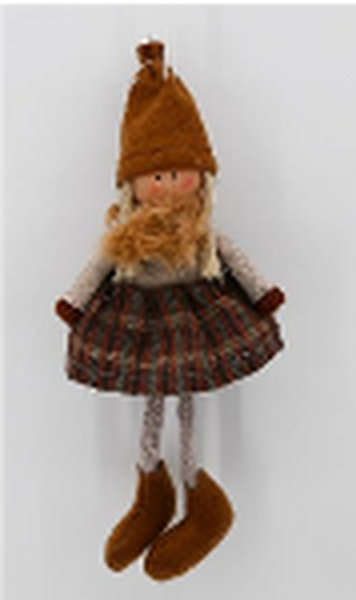Fabric Hanging Girl In Winter Outfit Brown