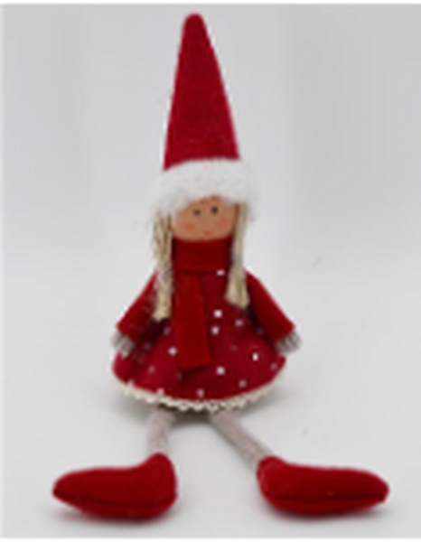 Fabric Sitting Girl in Red Outfit
