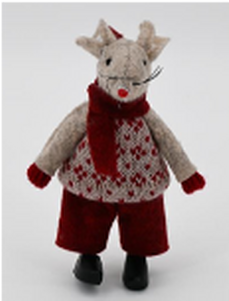 Fabric Standing Boy Mouse in Cloggs Red and Brown