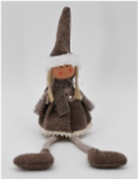 Fabric Sitting Girl in Brown