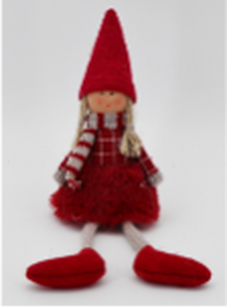 Fabric Sitting Girl in Red