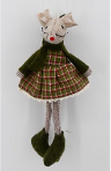 Fabric Hanging Mouse in Green Outfit