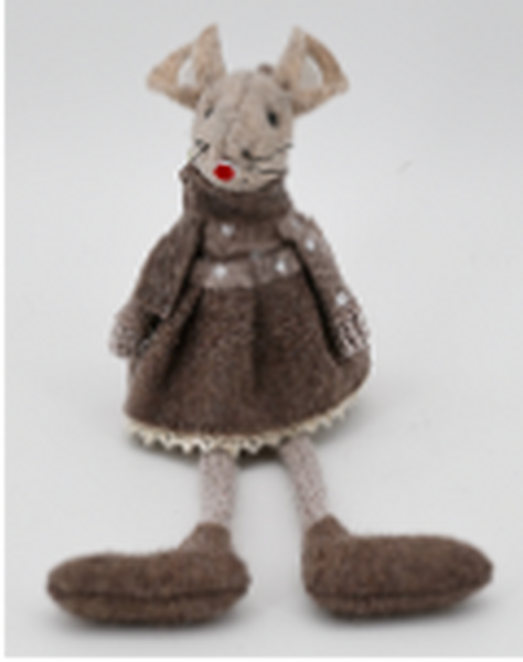 Fabric Sitting mouse in Brown Outfit