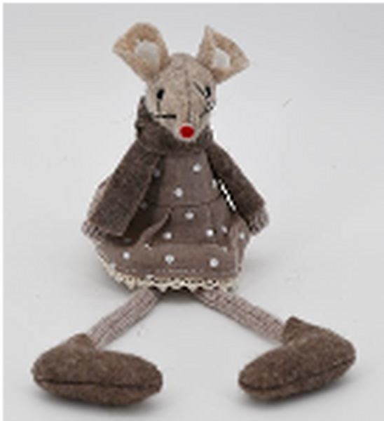 Fabric Sitting mouse in Brown Outfit