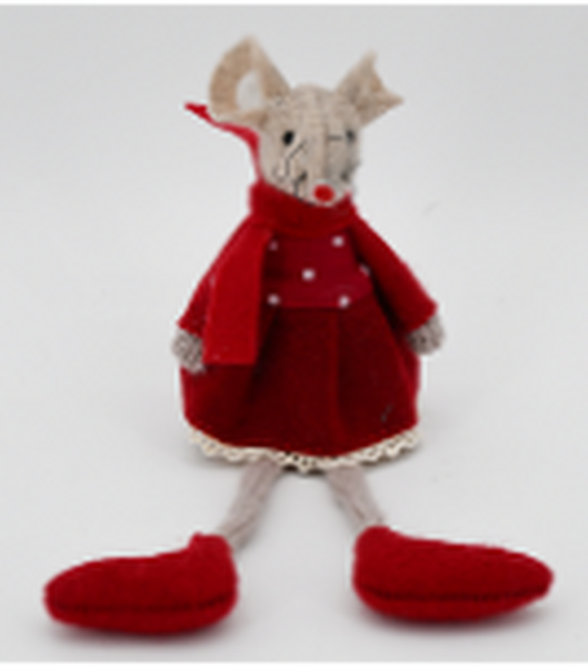Fabric Sitting mouse in Red Outfit
