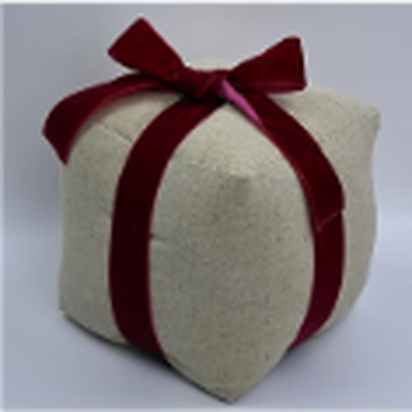 Natural Christmas Present with Red Velvet Bow  Doorstop