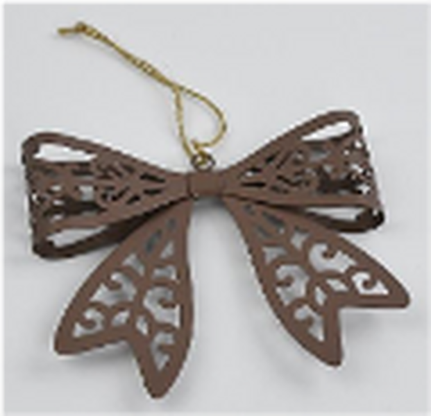 Metal Hanging Bow with Cutout Detail Beige