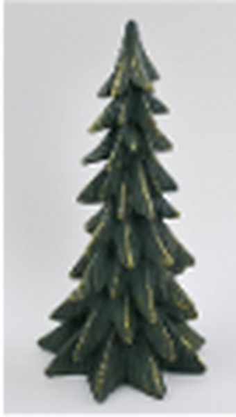 Resin Christmas Tree Dark Sage with Gold Edging Medium