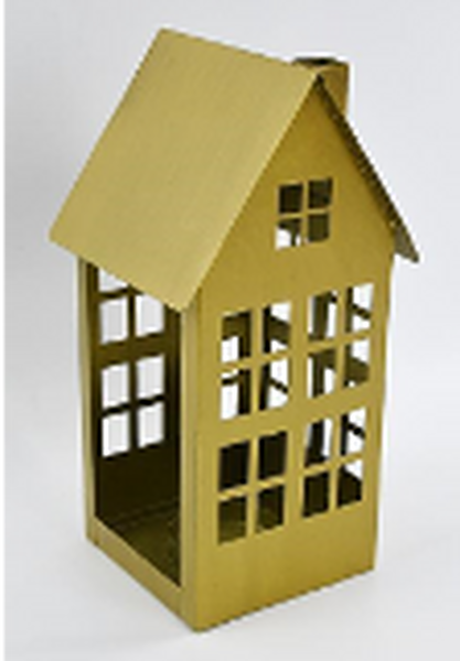 Brushed Gold Metal Tealight House Medium