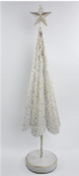 Off White Christmas Tree with Brushed Gold Stars Large