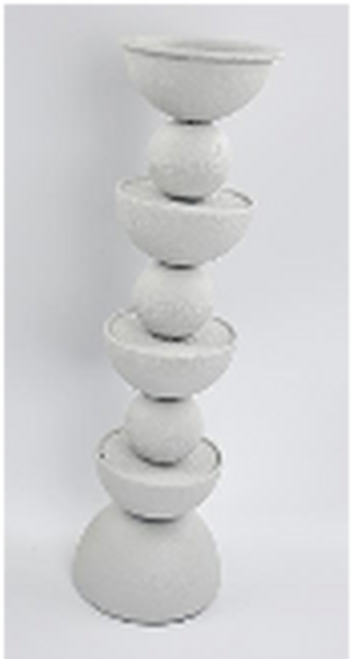 Off White Metail Abstract Candle Holder For Pillar Candle Large