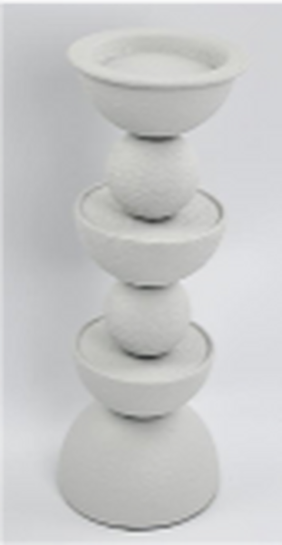 Off White Metail Abstract Candle Holder For Pillar Candle Medium
