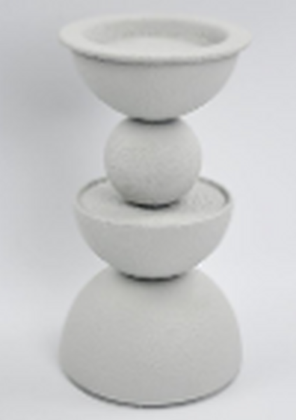 Off White Metail Abstract Candle Holder For Pillar Candle Small