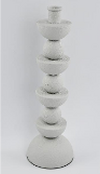 Off white Metail Abstract Candle Holder Large