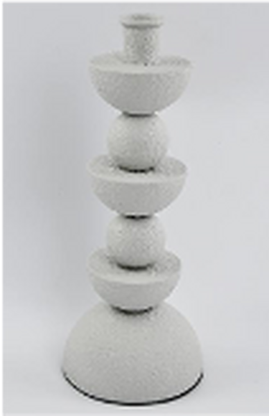 Off white Metail Abstract Candle Holder Medium