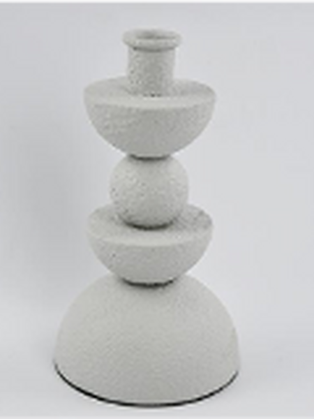 Off white Metail Abstract Candle Holder Small