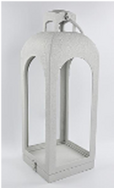 Off White Metal Open Faced Lantern Medium