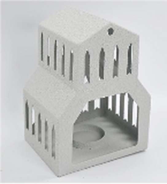 Off White Metal Tealight Church Large