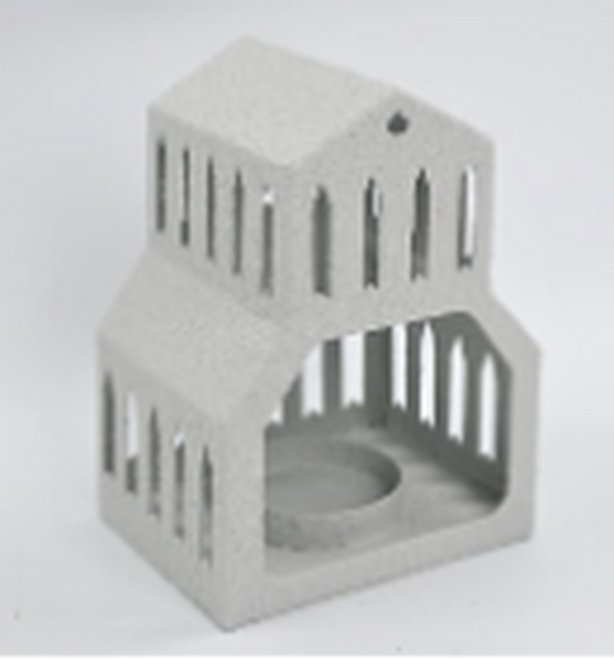 Off White Metal Tealight Church Small