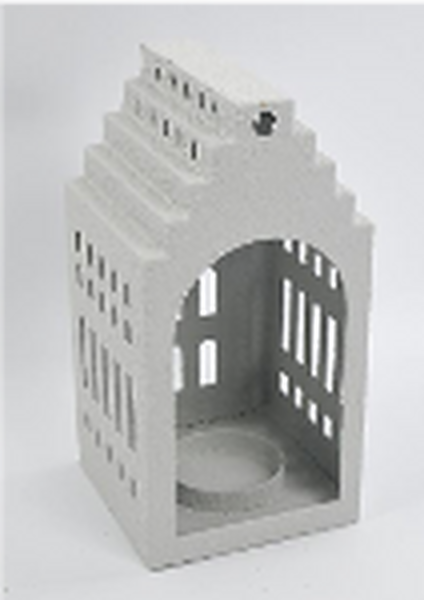 Off White Metal Tealight House Small