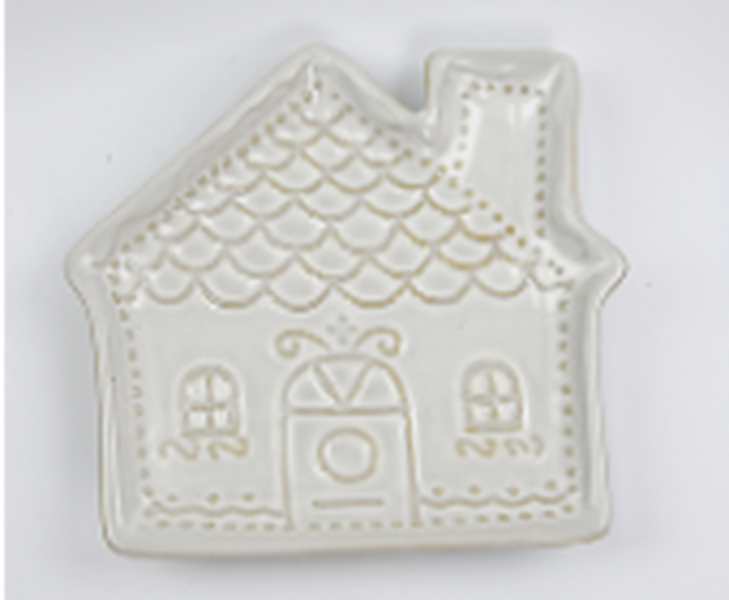 Ceramic Natural Gingerbread House Plate