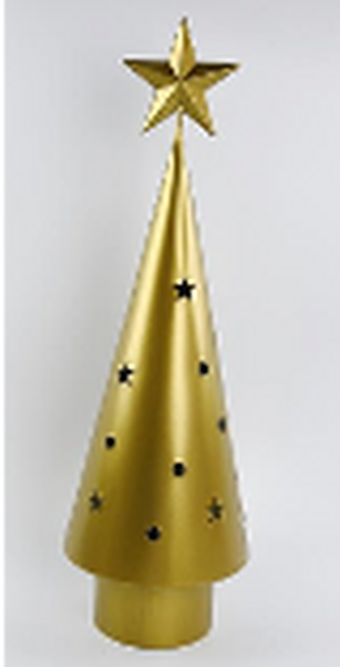 Brushed Gold Metal Cutout LED Christmas Tree Large