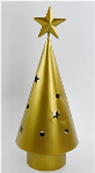 Brushed Gold Metal Cutout LED Christmas Tree Medium