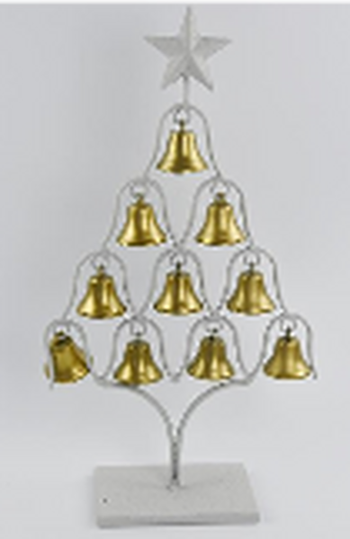 Off White Christmas Tree with Brushed Gold Bells