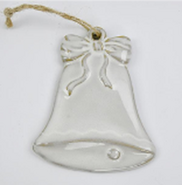 Ceramic Natural Hanging Bell with Bow