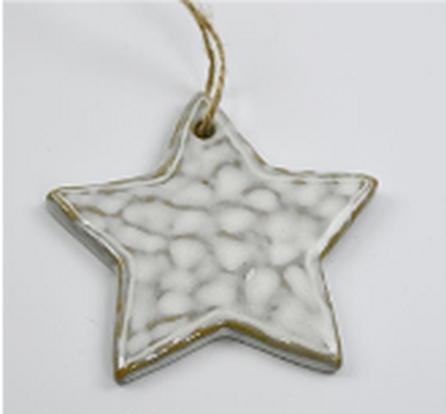 Ceramic Natural Hanging Dimpled Star Hanger