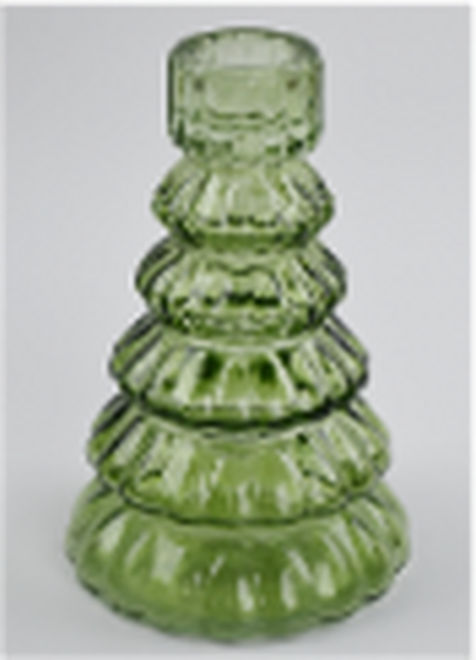 Vintage Green Glass Christmas Tree Candle Holder