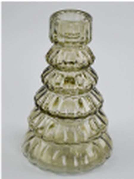 Smokey Brown Glass Christmas Tree Candle Holder