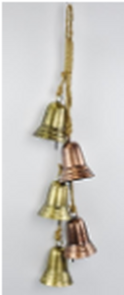 Metal Gold and Copper 5 Bell Hanging Garland